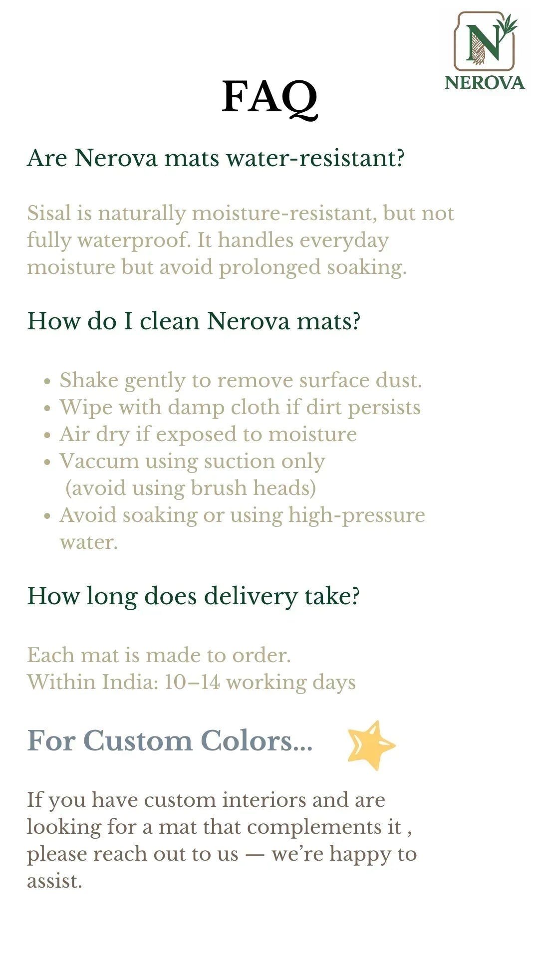 Caring for Your Nerova Mats