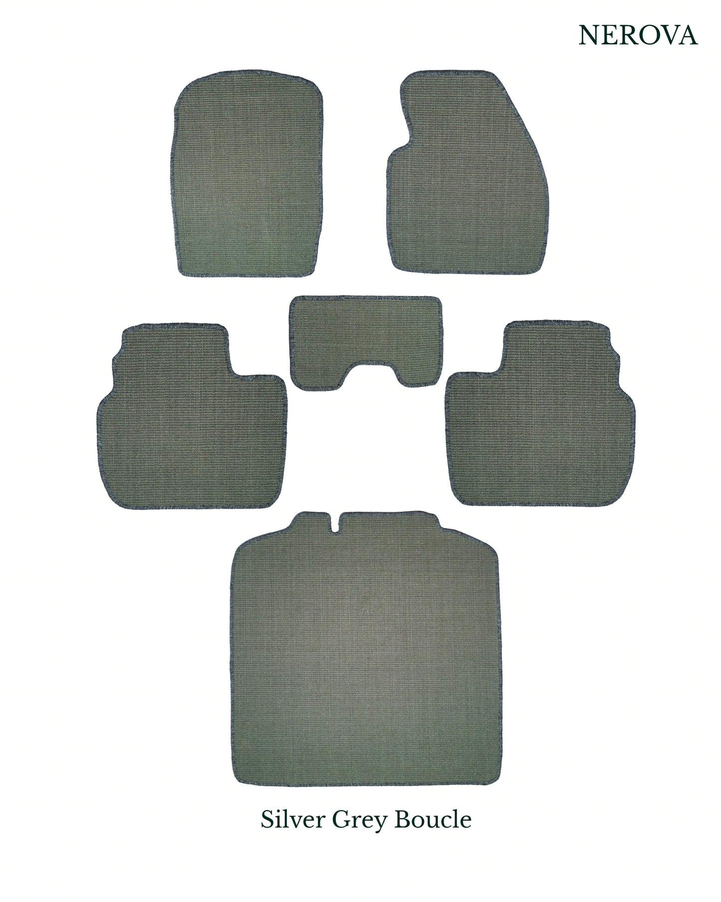 Nerova Silver Grey full mat set — front, rear and boot in silver grey natural sisal