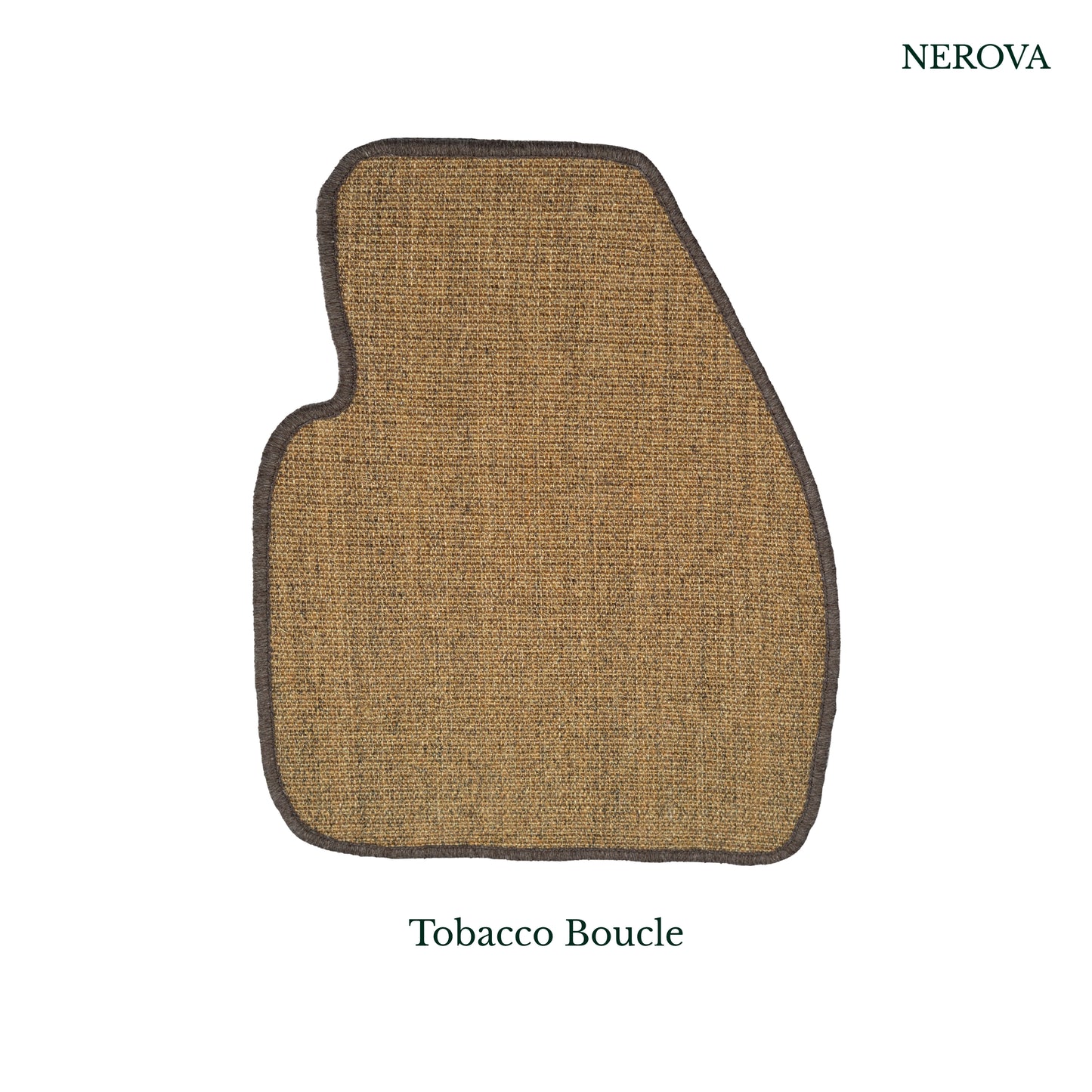 Nerova Tobacco bouclé sisal car mat in driver footwell — warm brown flat-weave natural sisal, premium car mat India