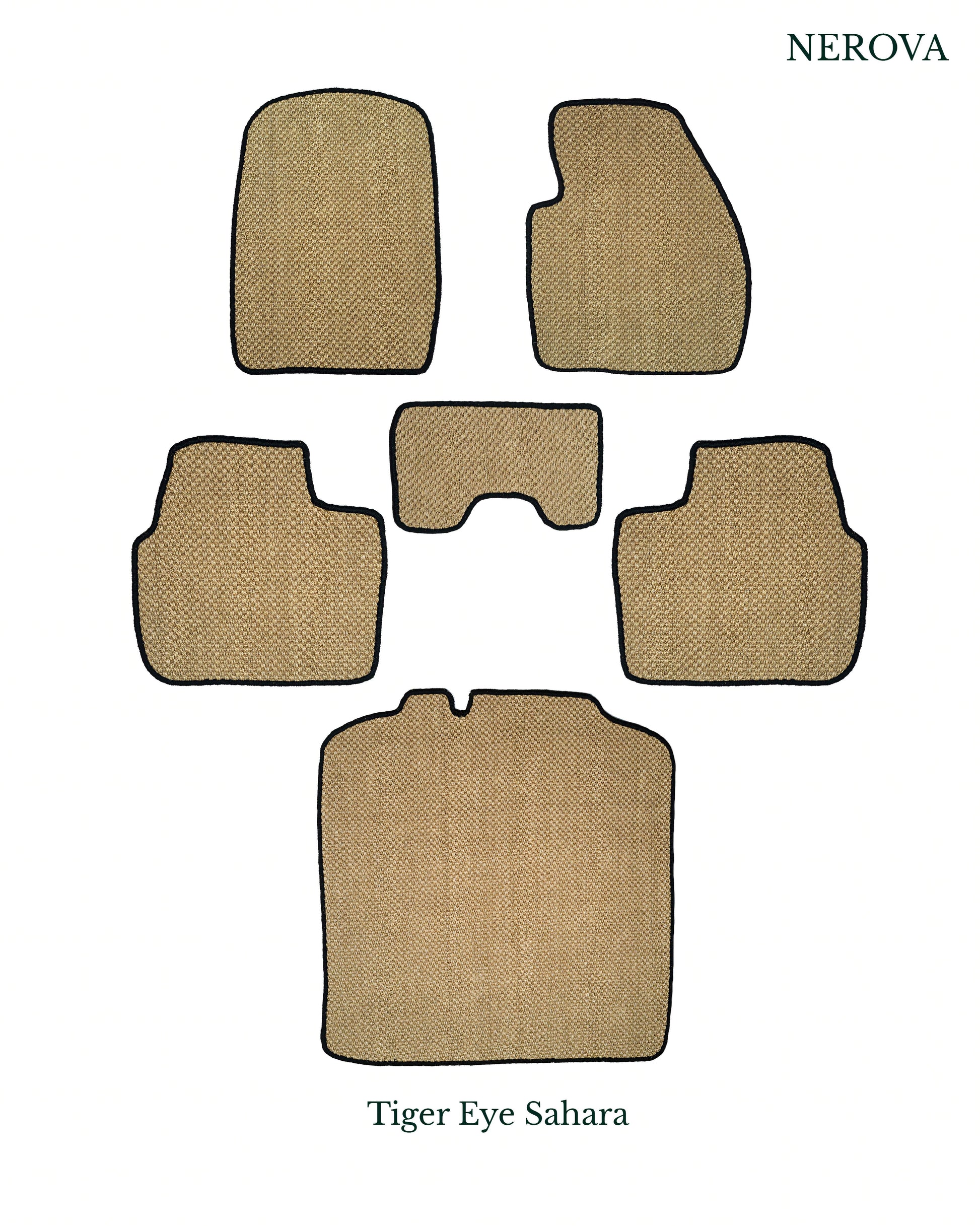 Nerova Sahara full mat set — front, rear and boot in warm sand natural sisal