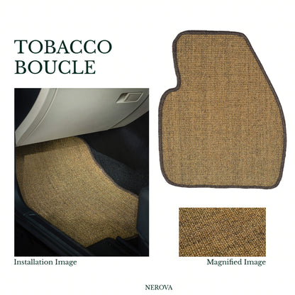 Nerova Origin Tobacco bouclé sisal car mat set — product graphic, warm brown natural sisal