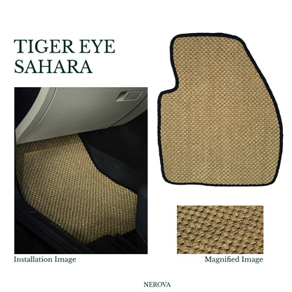 Nerova Apex Sahara car mat set — product graphic, warm sand natural sisal